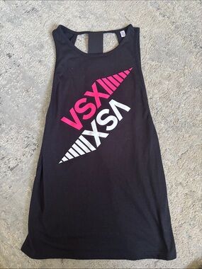 Victoria's Secret Black Tank Top with Pink & White VSX Logo
